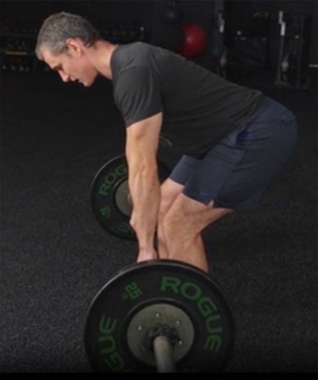 Sean Hyson demonstrates the barbell Romanian deadlift.